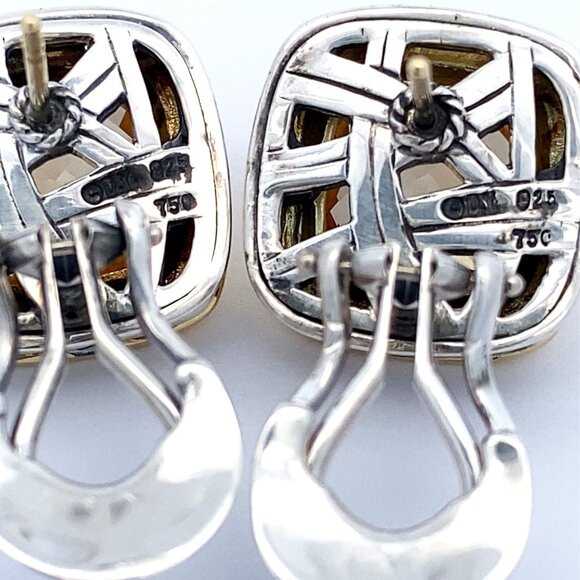 Sterling Silver & 18ky David Yurman Albion Lemon Citrine Earrings - Picture 3 of 3